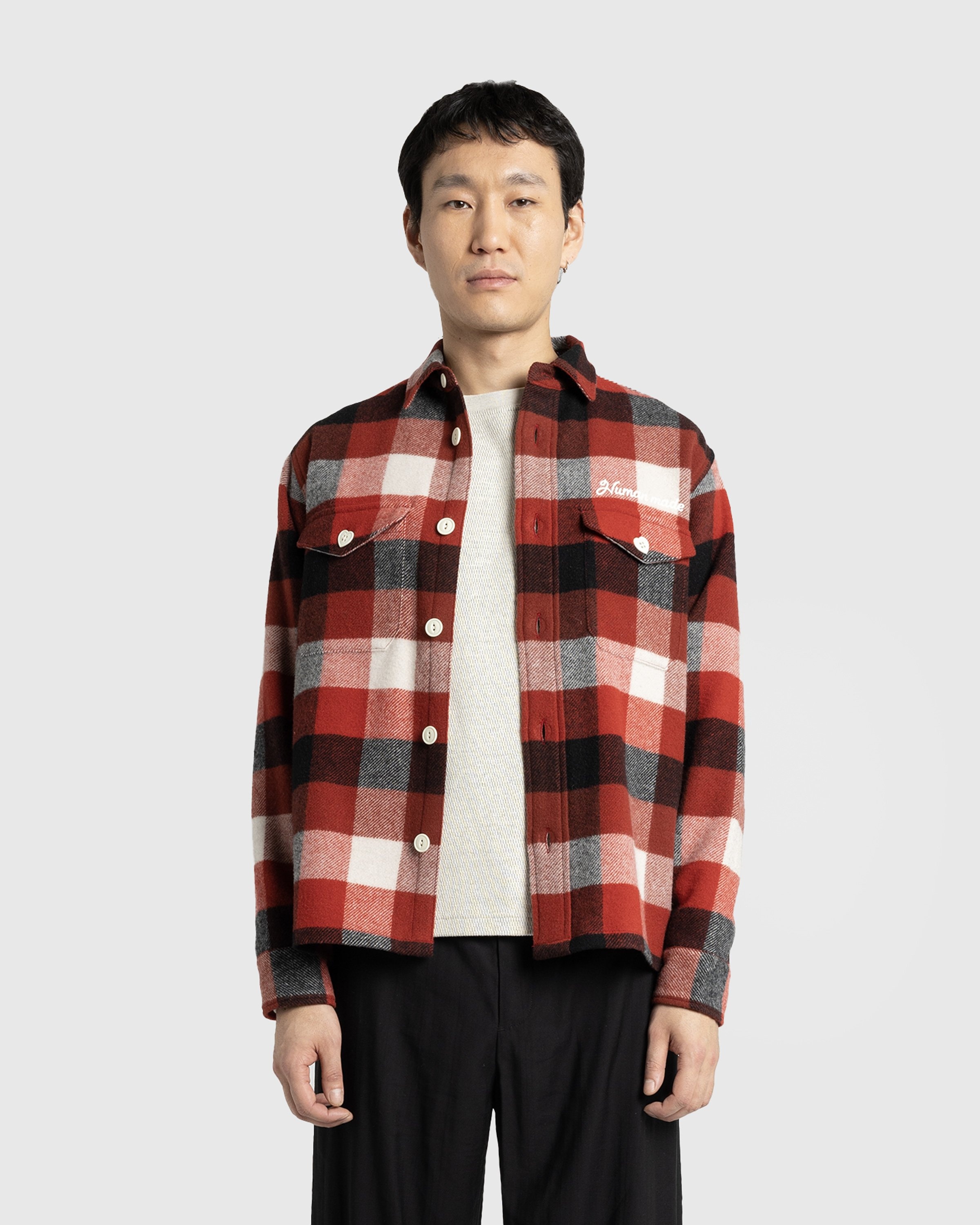 Human Made – Wool Beaver Block Check Shirt Red | Highsnobiety Shop